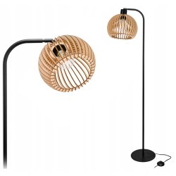 LAMPA STOJĄCA PODŁOGOWA LOFT na 1 LED E27 regulowana GIĘTA Z KLOSZEM DREWNO