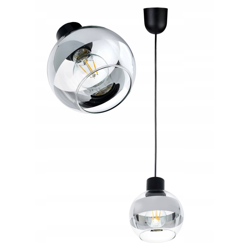 LAMPA sufitowa wisząca ZWIS pcv ŻYRANDOL na E27 KULA Szklana chrom clear