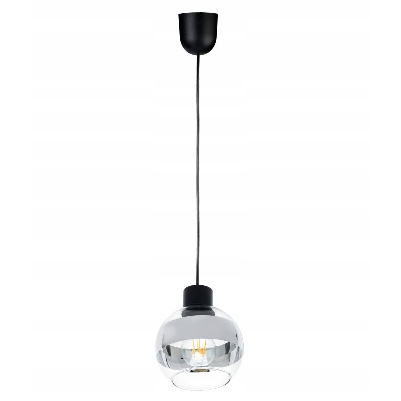 LAMPA sufitowa wisząca ZWIS pcv ŻYRANDOL na E27 KULA Szklana chrom clear