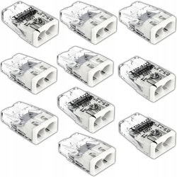 10x Szybkozłączka kostka WAGO 2-torowa na drut 2x0,5mm-2,5mm zaciskowa