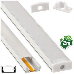 Profil ALUMINIOWY nawierzchniowy BIAŁY do taśm LED 2m + klosz mleczny