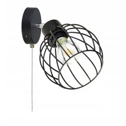 Lampa kinkiet na E27 ścienny loft kula metal + włącznik on/off łańcuszkowy