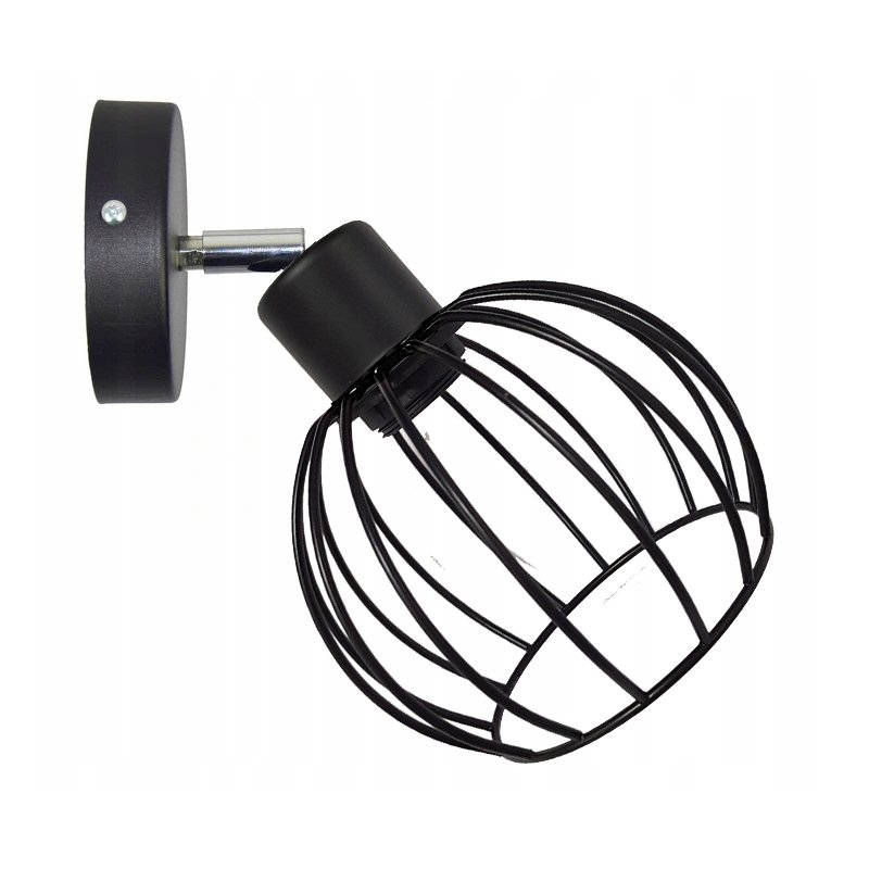Lampa kinkiet na E27 ścienny loft kula metal + włącznik on/off łańcuszkowy