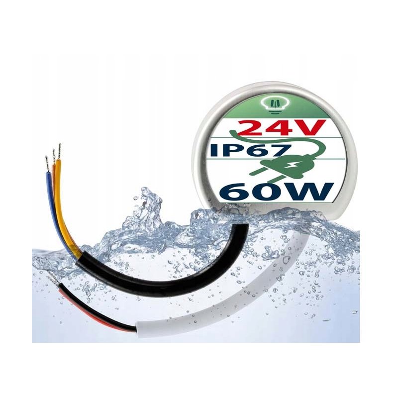 ZASILACZ do puszki fi60 24V 2,5A 60W LED wodoodporny IP67 dopuszkowy fi60