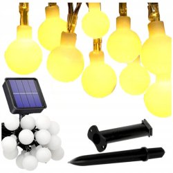 GIRLANDA solarna CIEPŁA Lampki ogrodowe solarne 50 LED ciepłe KULKI mleczne