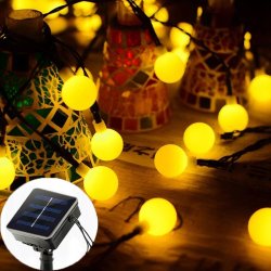 GIRLANDA solarna CIEPŁA Lampki ogrodowe solarne 50 LED ciepłe KULKI mleczne