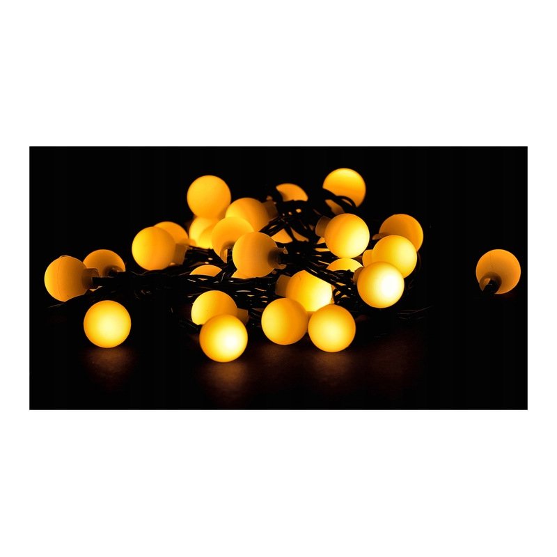 GIRLANDA solarna CIEPŁA Lampki ogrodowe solarne 50 LED ciepłe KULKI mleczne