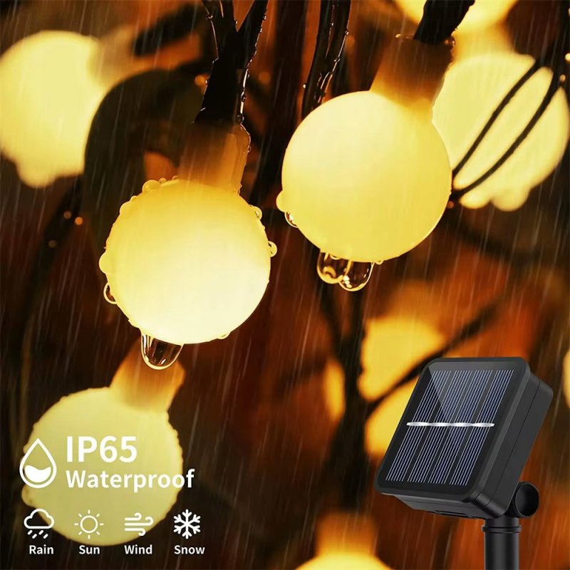 GIRLANDA solarna CIEPŁA Lampki ogrodowe solarne 50 LED ciepłe KULKI mleczne