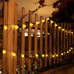 GIRLANDA solarna CIEPŁA Lampki ogrodowe solarne 50 LED ciepłe KULKI mleczne