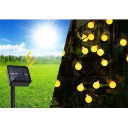 GIRLANDA solarna CIEPŁA Lampki ogrodowe solarne 50 LED ciepłe KULKI mleczne
