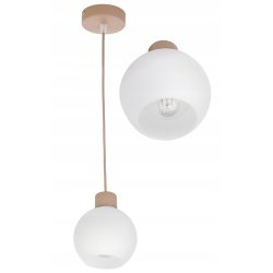 LAMPA WISZACA sufitowa zwis żyrandol E27 KASZMIR beż ecru klosz KULA biała