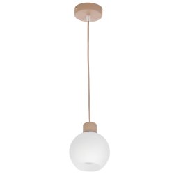 LAMPA WISZACA sufitowa zwis żyrandol E27 KASZMIR beż ecru klosz KULA biała
