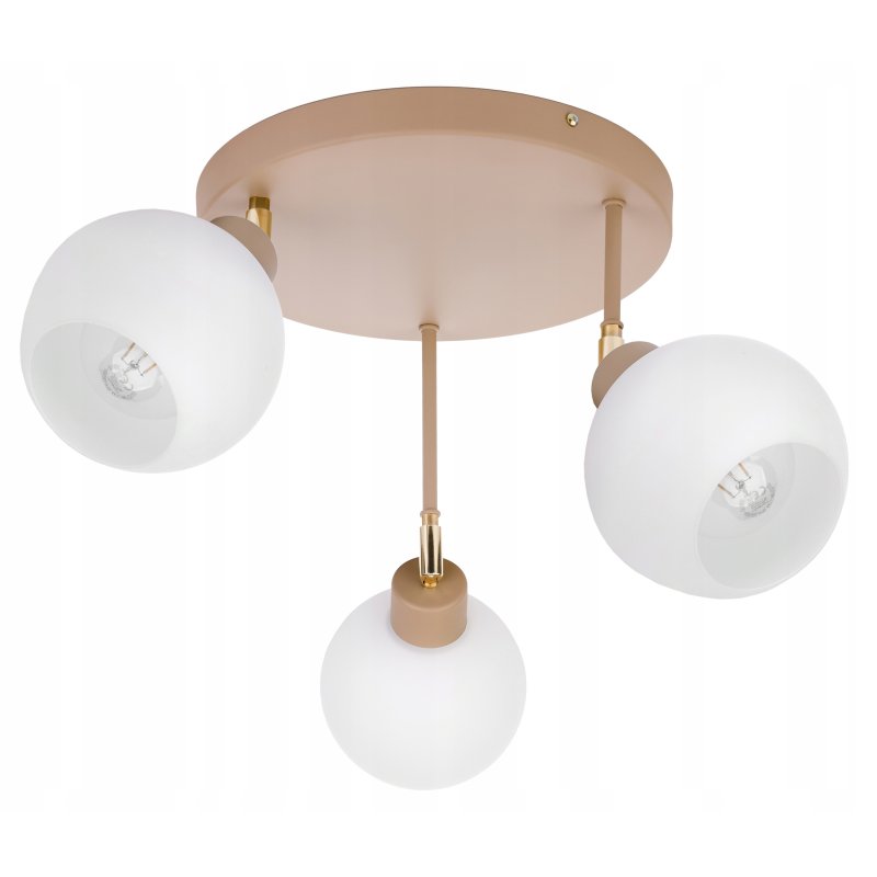 LAMPA WISZĄCA SUFITOWA PLAFON ŻYRANDOL RUCH 3x E27 KASZMIR beż klosz KULA