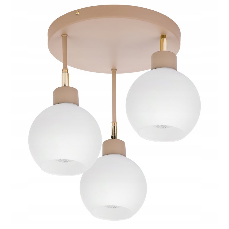 LAMPA WISZĄCA SUFITOWA PLAFON ŻYRANDOL RUCH 3x E27 KASZMIR beż klosz KULA
