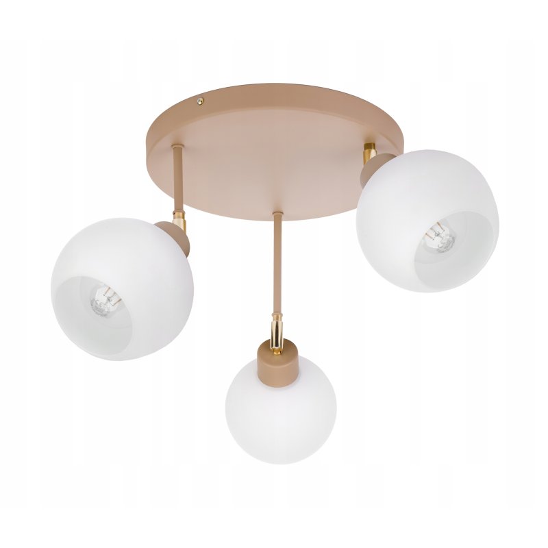 LAMPA WISZĄCA SUFITOWA PLAFON ŻYRANDOL RUCH 3x E27 KASZMIR beż klosz KULA