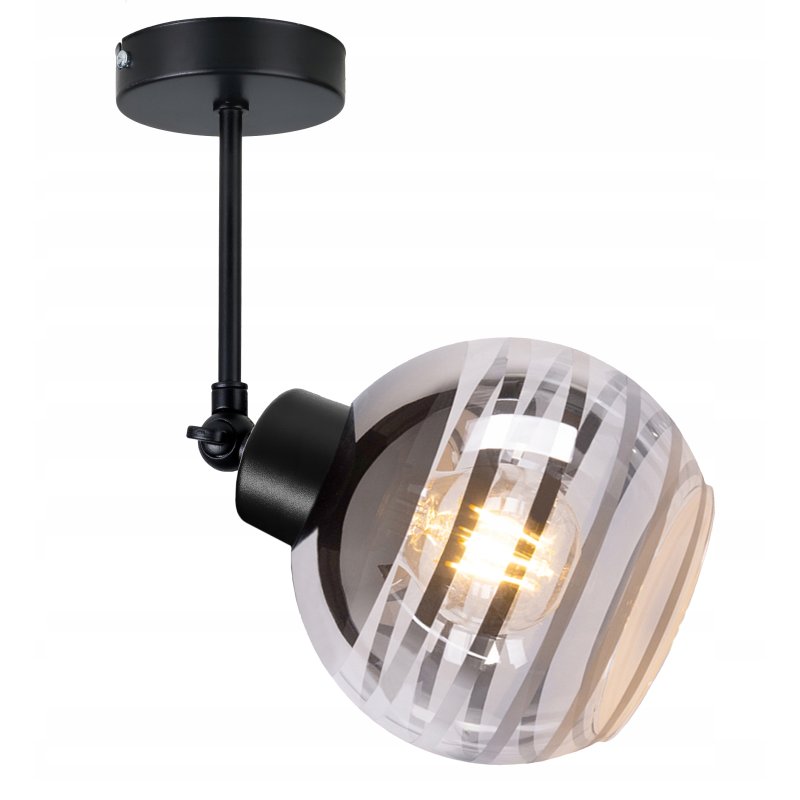 LAMPA sufitowa KINKIET ŚCIENNY regulowany LOFT na szklany klosz KULA paski