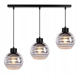Lampa wisząca sufitowa ZWIS belka na 3x E27 szklany klosz kula paski