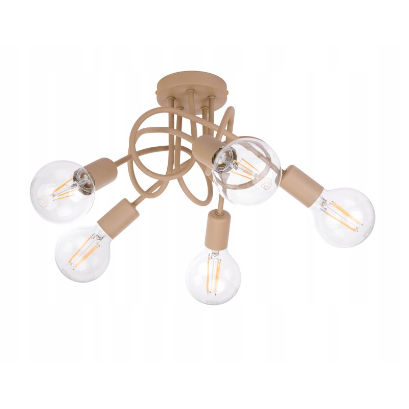 Lampa sufitowa kręcona żyrandol loft na 5x E27 KASZMIR beż ecru beige
