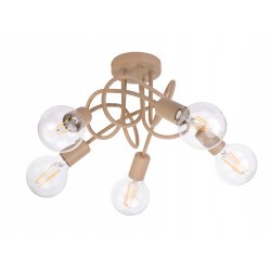 Lampa sufitowa kręcona żyrandol loft na 5x E27 KASZMIR beż ecru beige
