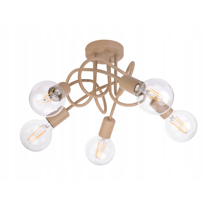 Lampa sufitowa kręcona żyrandol loft na 5x E27 KASZMIR beż ecru beige