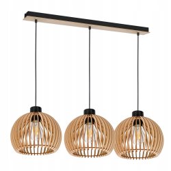 Lampa wisząca zwis żyrandol sufitowa LOFT klosz kula 36 Drewno na 3x E27