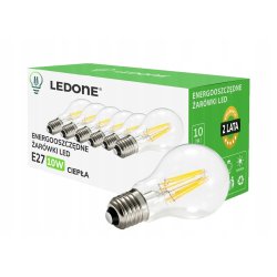 6x Żarówka LED filament E27 A60 10W biała CIEPŁA retro CLEAR Zestaw LEDOWY