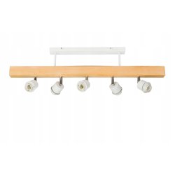 LAMPA drewniana belka sufitowa ŻYRANDOL PLAFON LOFT BIAŁY na 5x KLOSZ E27