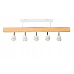 LAMPA drewniana belka sufitowa ŻYRANDOL PLAFON LOFT BIAŁY na 5x KLOSZ E27