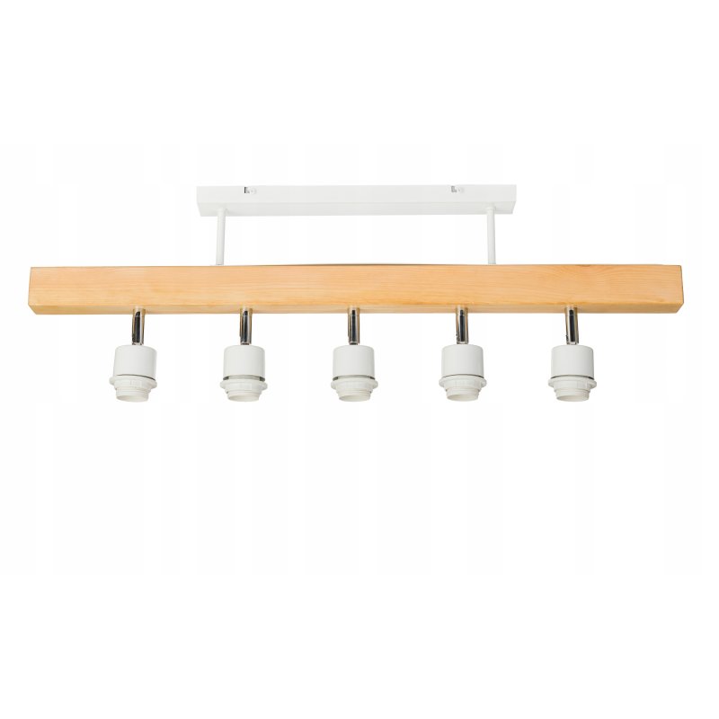 LAMPA drewniana belka sufitowa ŻYRANDOL PLAFON LOFT BIAŁY na 5x KLOSZ E27