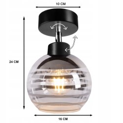 LAMPA sufitowa KINKIET ŚCIENNY regulowany LOFT na szklany klosz KULA paski
