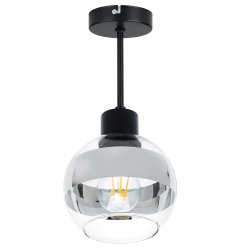 LAMPA sufitowa PLAFON ŻYRANDOL stały wysoki na E27 KULA szklana clear chrom