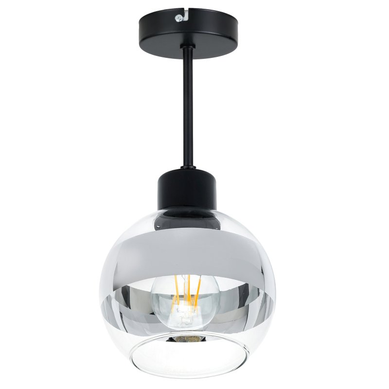 LAMPA sufitowa PLAFON ŻYRANDOL stały wysoki na E27 KULA szklana clear chrom