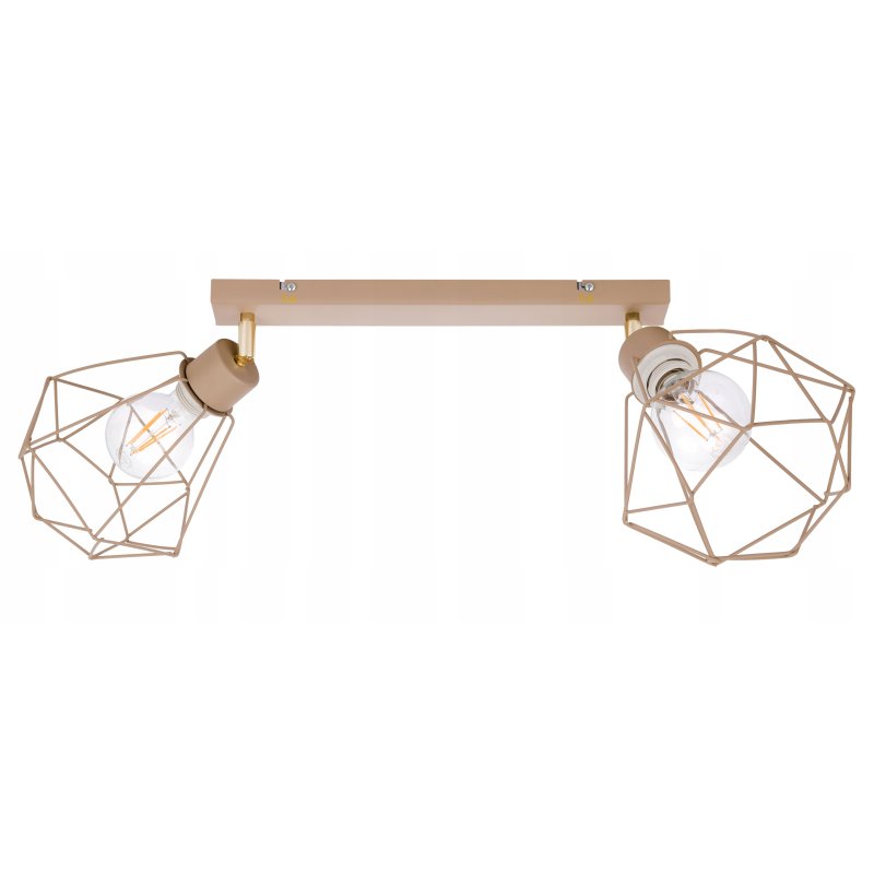 LAMPA WISZĄCA SUFITOWA PLAFON ŻYRANDOL RUCH DIAMENT 2x E27 KASZMIR beż ecru