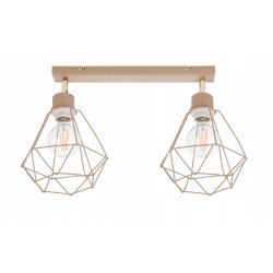 LAMPA WISZĄCA SUFITOWA PLAFON ŻYRANDOL RUCH DIAMENT 2x E27 KASZMIR beż ecru