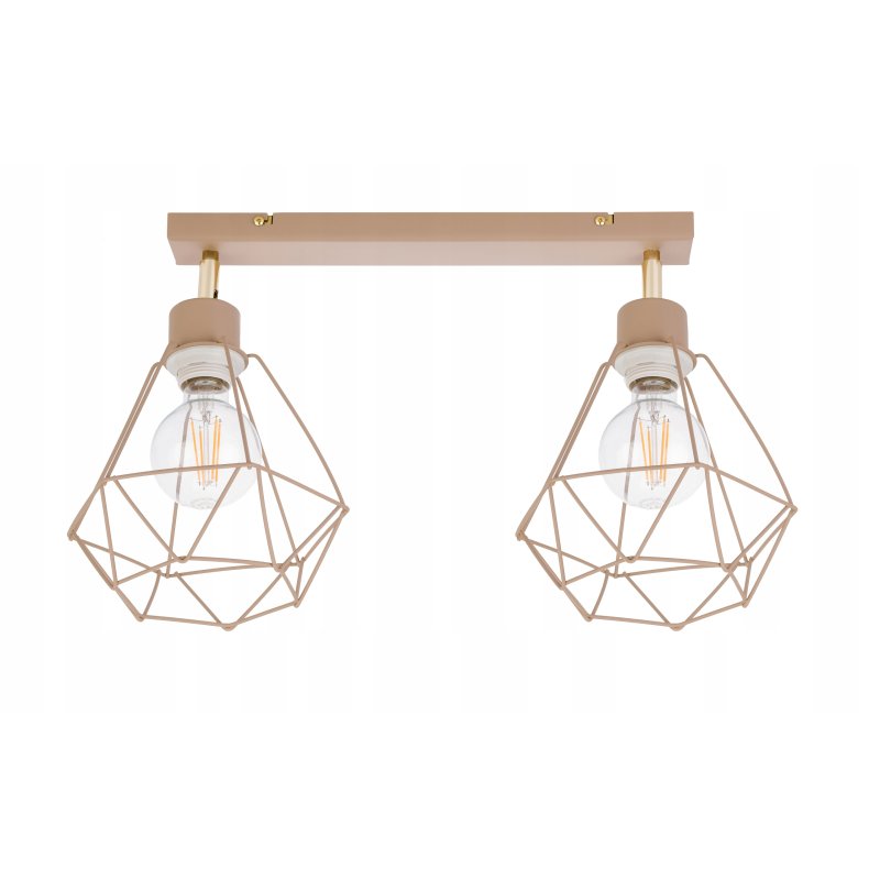 LAMPA WISZĄCA SUFITOWA PLAFON ŻYRANDOL RUCH DIAMENT 2x E27 KASZMIR beż ecru