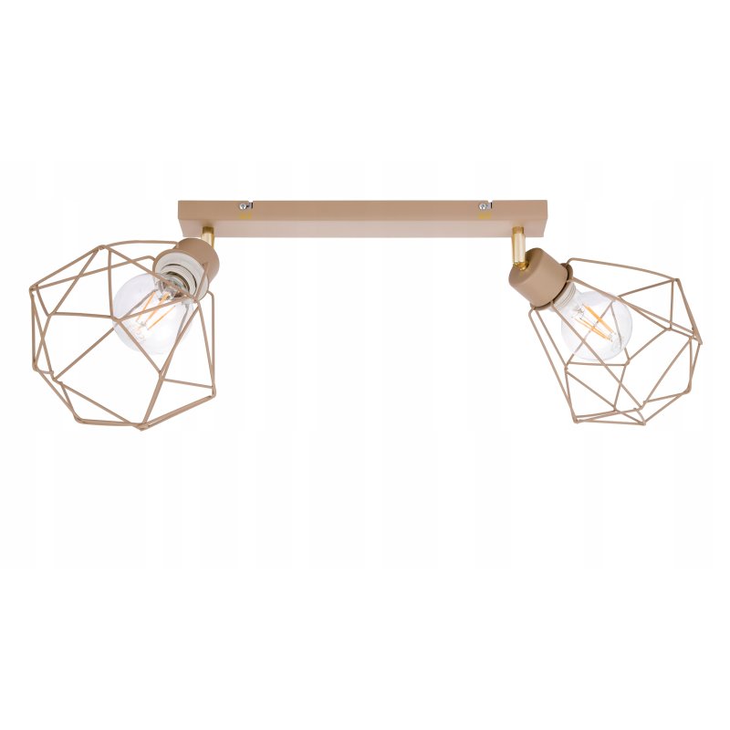 LAMPA WISZĄCA SUFITOWA PLAFON ŻYRANDOL RUCH DIAMENT 2x E27 KASZMIR beż ecru