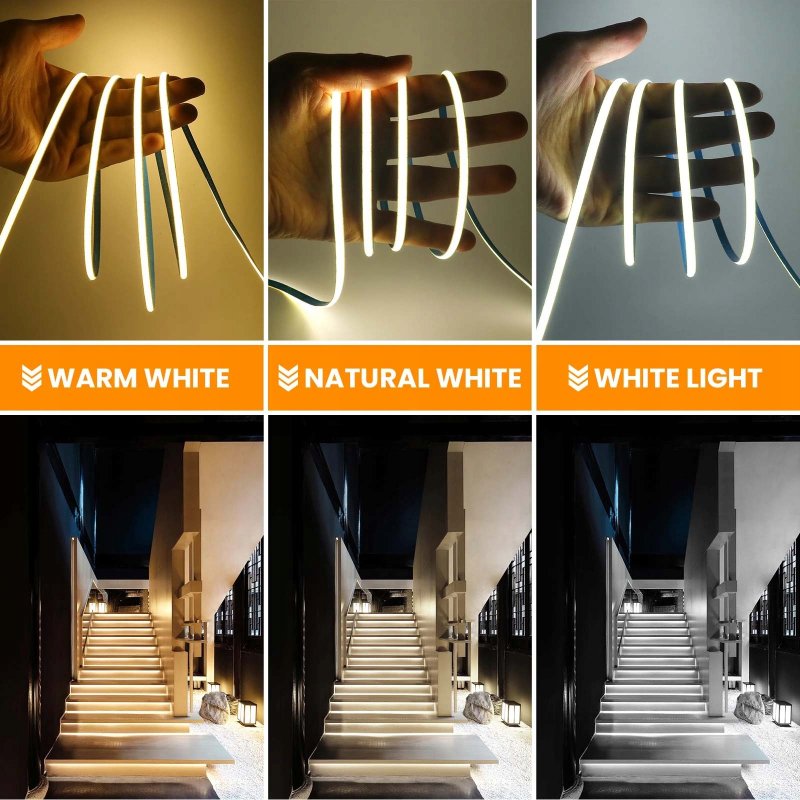 Taśma LED COB wąska 5mm 24V 600 diod 12W na 1mb linia neon mutiwhite CCT