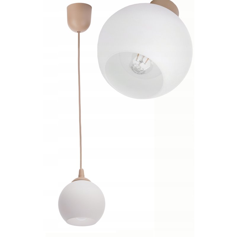 LAMPA WISZĄCA ZWIS PCV ŻYRANDOL SUFITOWY klosz BIAŁY E27 KASZMIR beż ecru