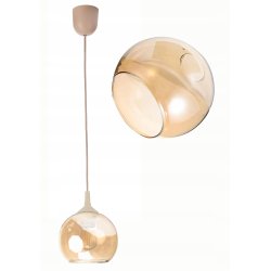LAMPA WISZĄCA ZWIS PCV ŻYRANDOL SUFITOWY klosz AMBER E27 KASZMIR beż ecru