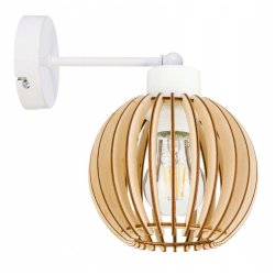 Lampa kinkiet E27 ścienny stały loft kula drewno