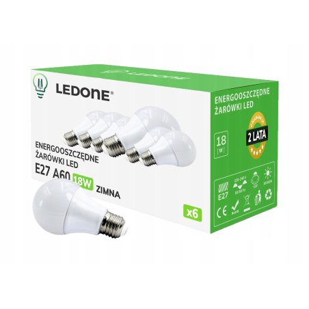 6x Żarówka LED E27 A60 18W...