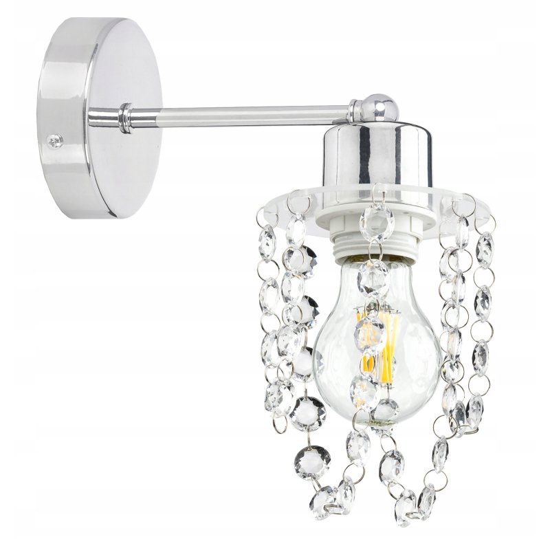 Lampa kinkiet ścienny chrom kryształowy glamour