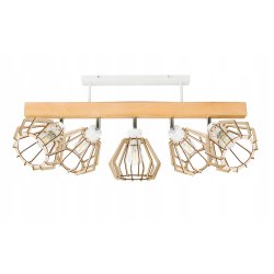 LAMPA drewniana belka sufitowa ŻYRANDOL PLAFON LOFT BIAŁY na 5x KLOSZ E27