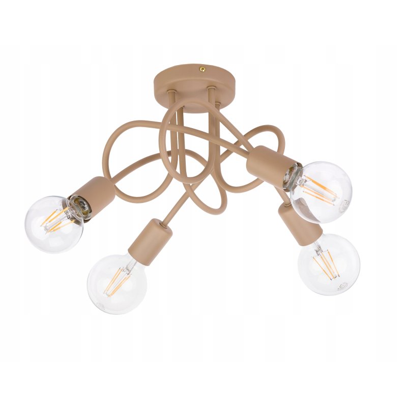 Lampa sufitowa kręcona żyrandol loft na 4x E27 KASZMIR beż ecru beige