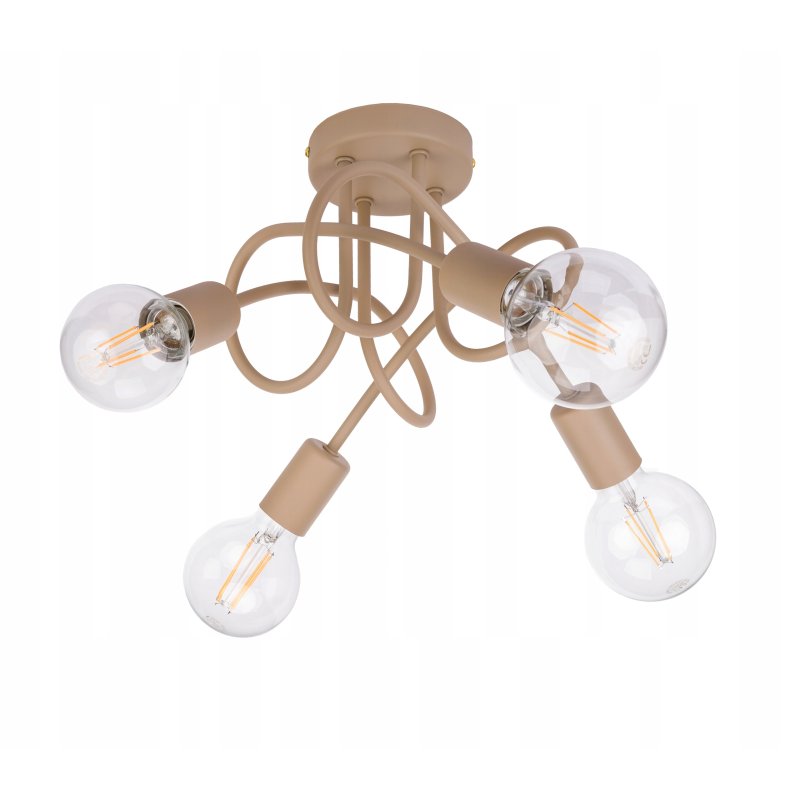 Lampa sufitowa kręcona żyrandol loft na 4x E27 KASZMIR beż ecru beige