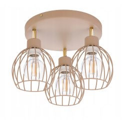 LAMPA WISZĄCA SUFITOWA PLAFON ŻYRANDOL RUCH KULA 3x E27 KASZMIR beż ecru