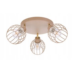 LAMPA WISZĄCA SUFITOWA PLAFON ŻYRANDOL RUCH KULA 3x E27 KASZMIR beż ecru