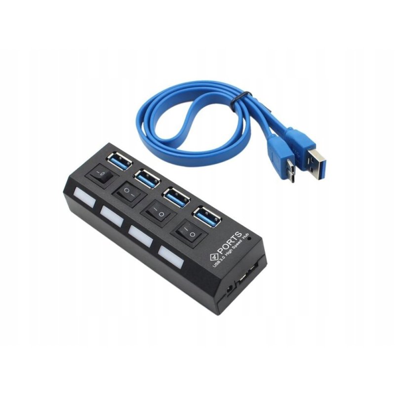 ROZGAŁĘŹNIK z włącznikiem rozdzielacz portów HUB na USB 4x usb 3.0