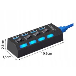 ROZGAŁĘŹNIK z włącznikiem rozdzielacz portów HUB na USB 4x usb 3.0