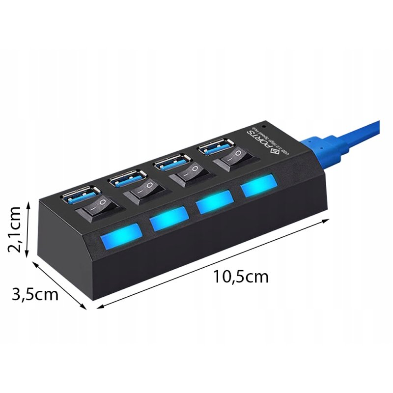 ROZGAŁĘŹNIK z włącznikiem rozdzielacz portów HUB na USB 4x usb 3.0